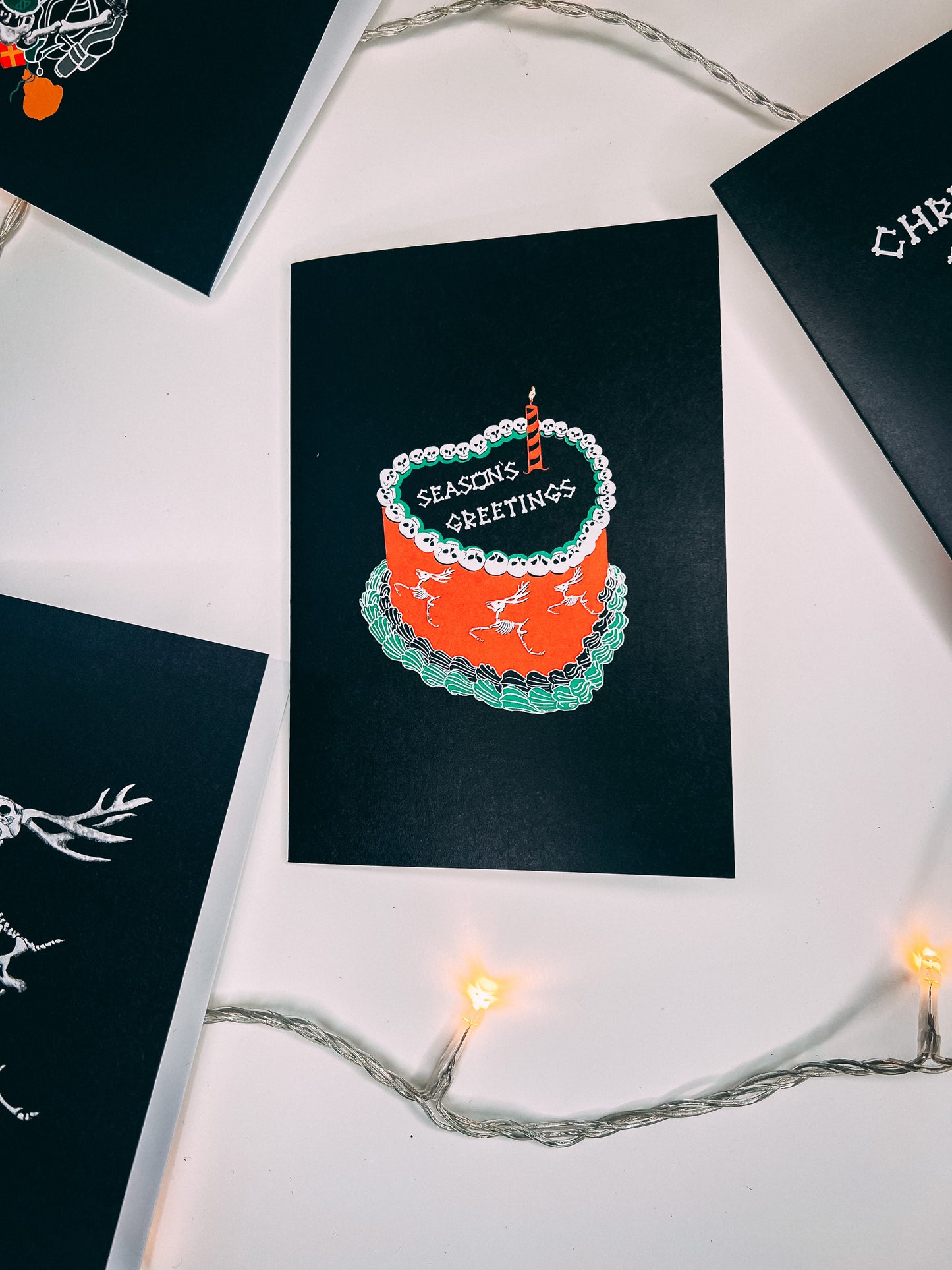 Seasons Greetings Cake Gothic Christmas Card