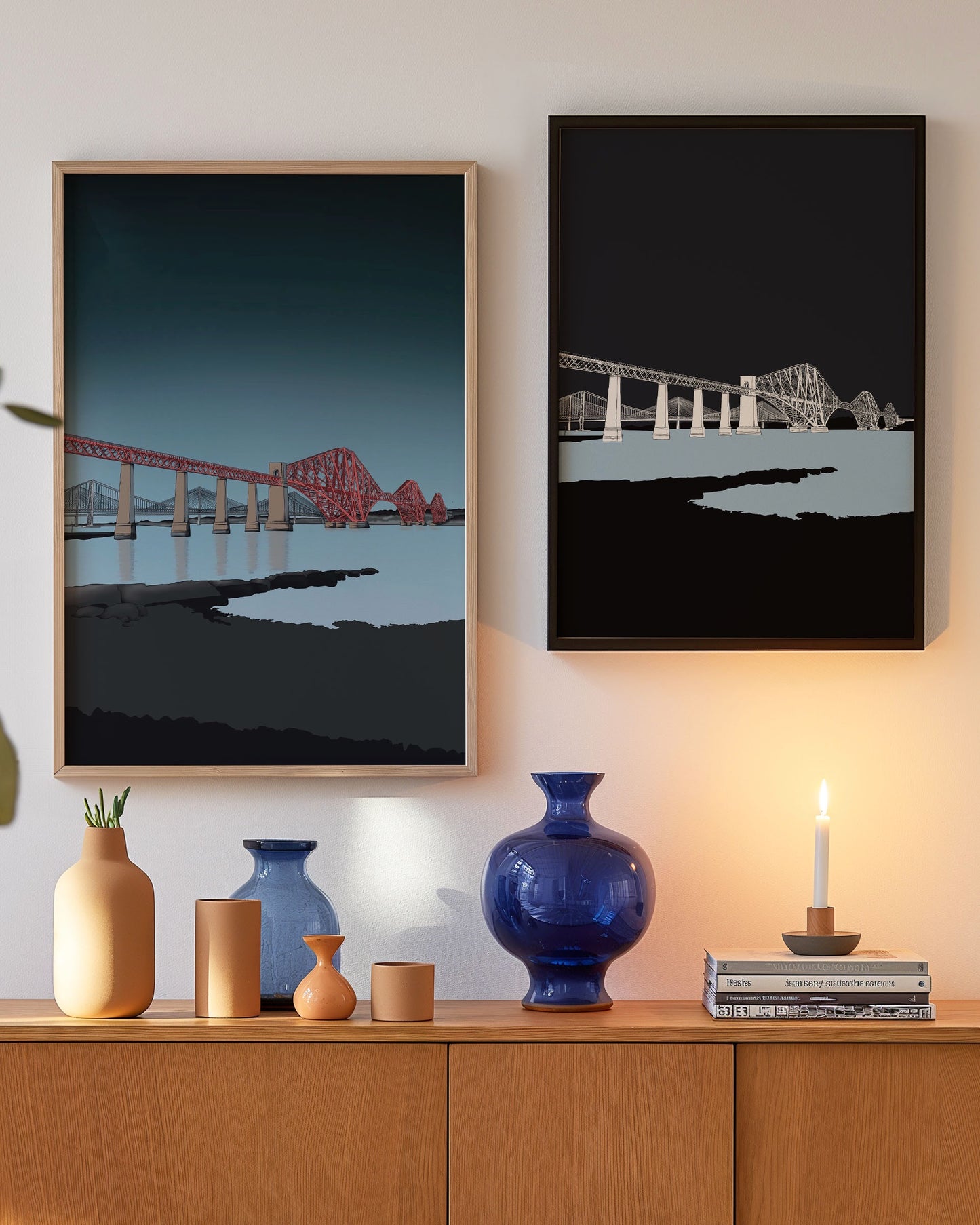 Forth Bridges Art Print Block Colour