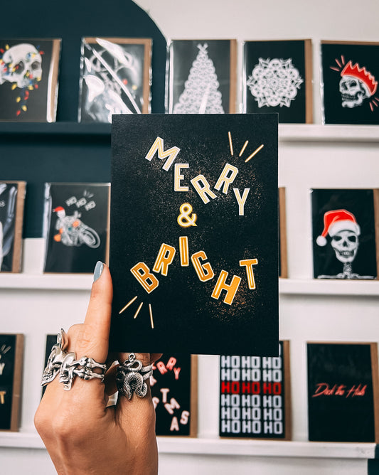 Merry And Bright Christmas Card (white back)