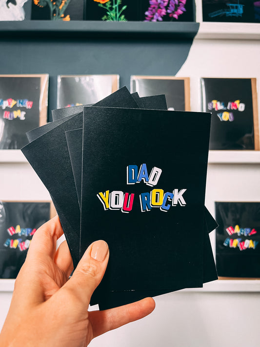Dad You Rock Bold Alphabet Greetings Card