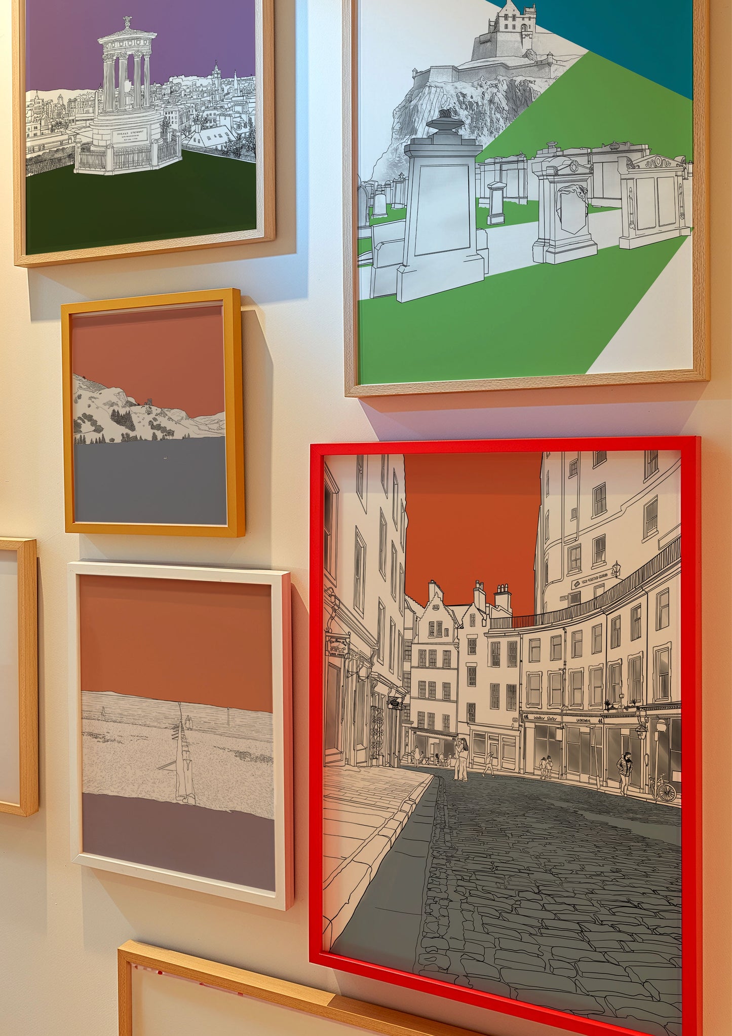 Portobello Beach Edinburgh Art Print Block Colour
