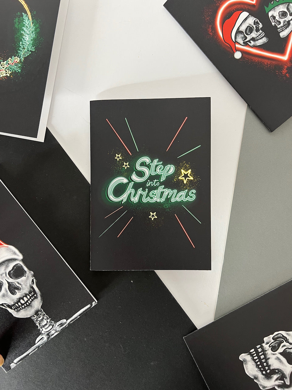 Neon Step Into Christmas Card