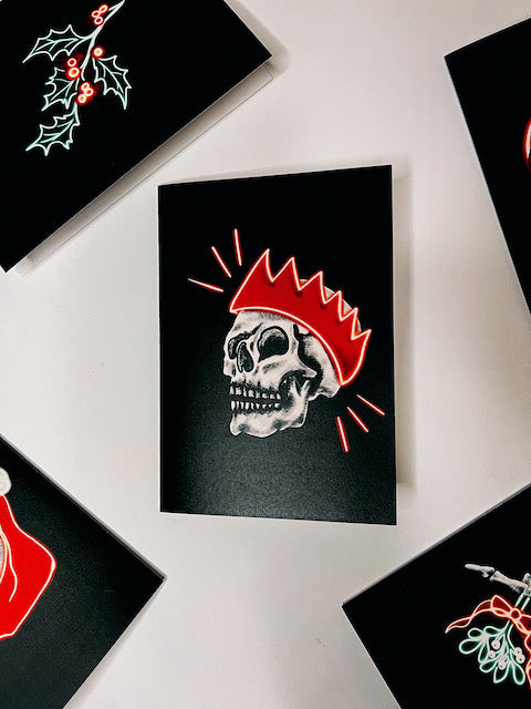 Skull With Hat Gothic Christmas Card