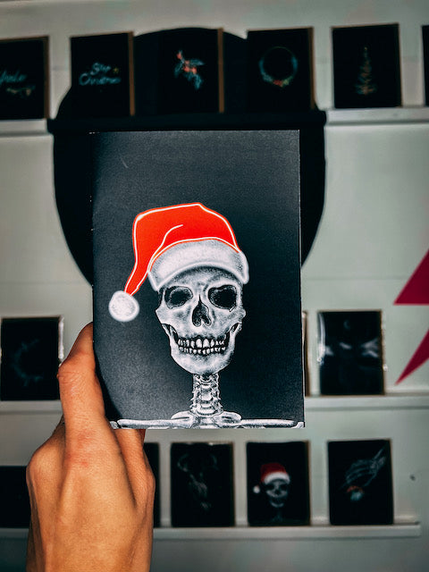 Santa Skull Neon Gothic Christmas Card