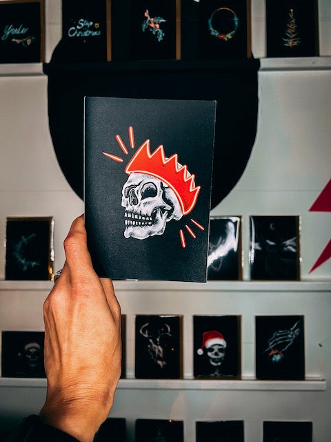 Skull With Hat Gothic Christmas Card