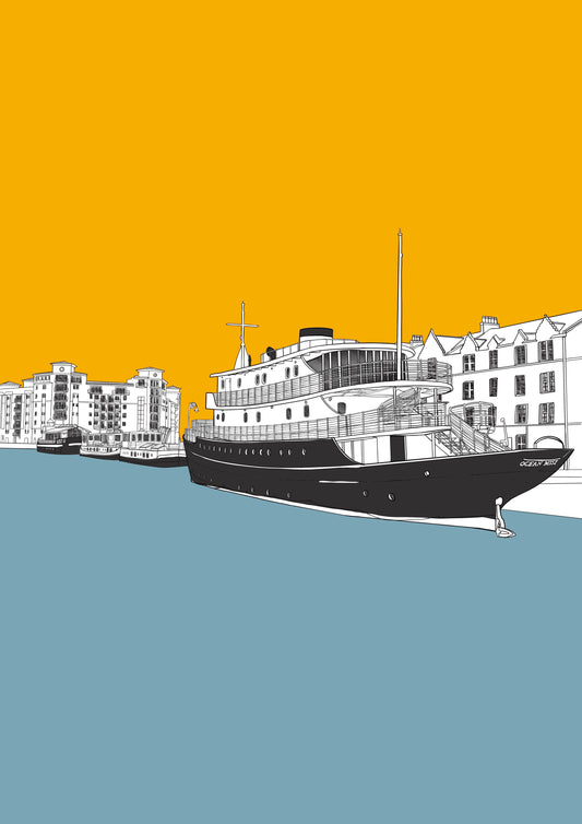 Ocean Mist, Leith Shore Edinburgh Art Print Yellow