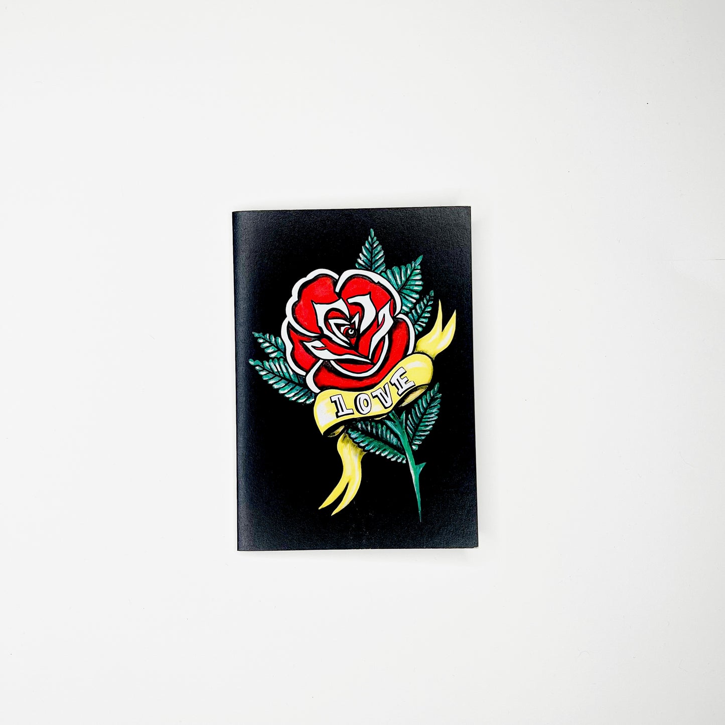 Tattoo Rose with Love Banner Greetings Card