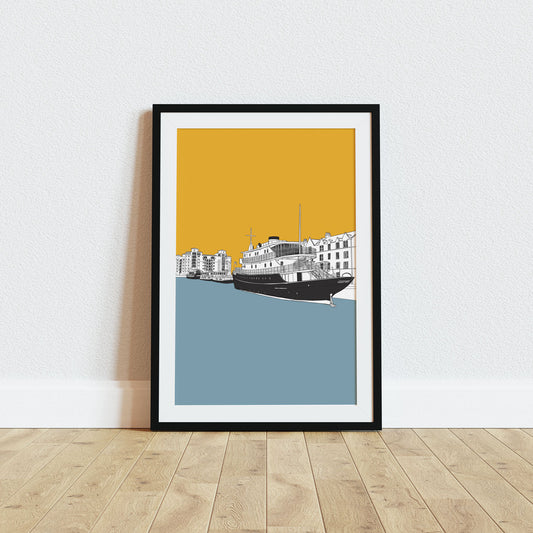 Ocean Mist, Leith Shore Edinburgh Art Print Yellow