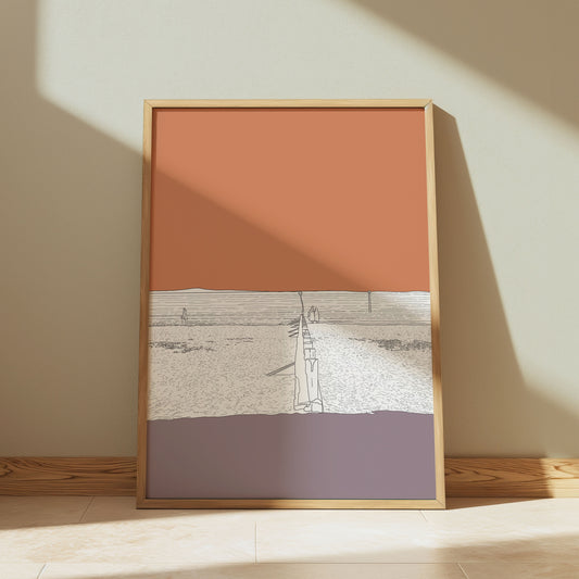 Portobello Beach Edinburgh Art Print Block Colour