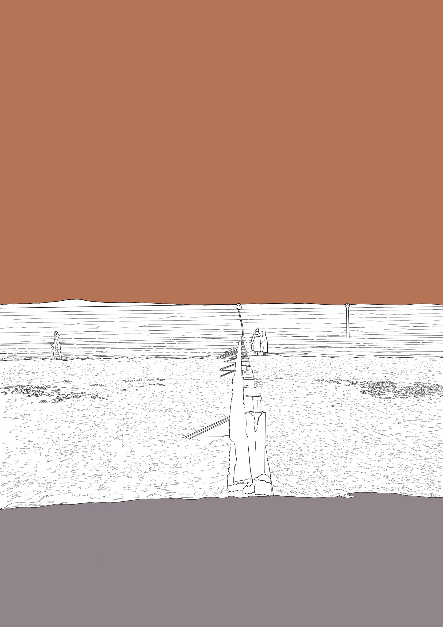 Portobello Beach Edinburgh Art Print Block Colour