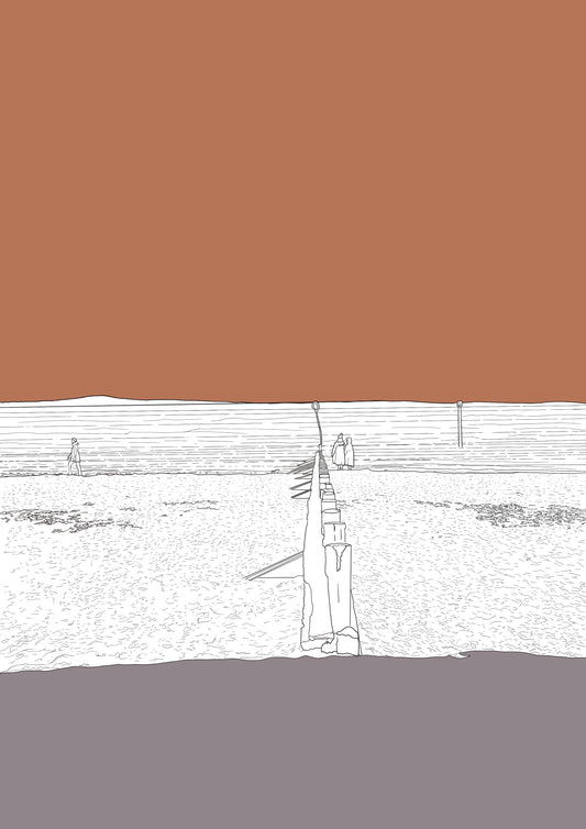 Portobello Beach Edinburgh Art Print Block Colour