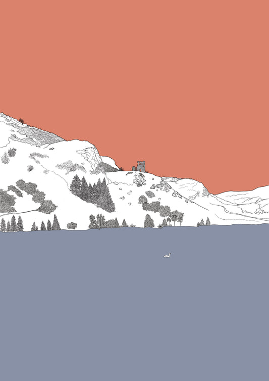 St Margaret's Loch Arthurs Seat Art Print Block Colour