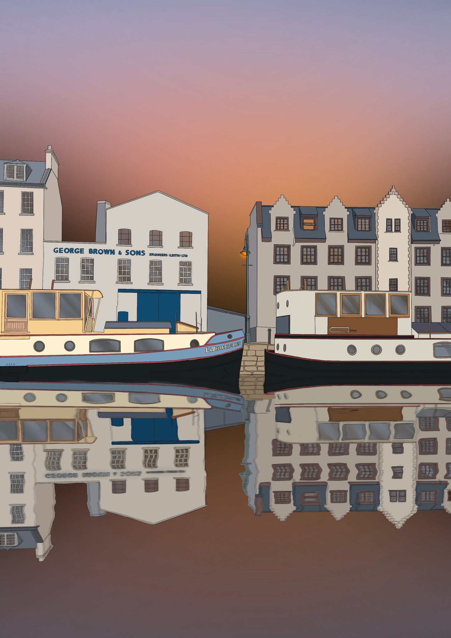 Timberbush Leith Shore Sunset Edinburgh Art Print