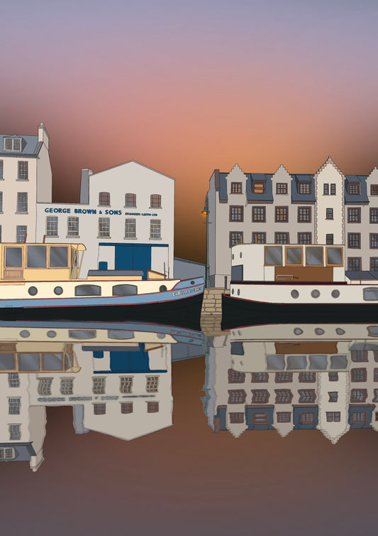 Timberbush Leith Shore Sunset  Edinburgh Art Print