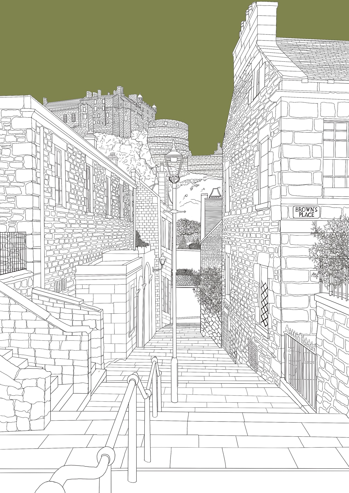 Vennel Steps Edinburgh Art Print Colour Block