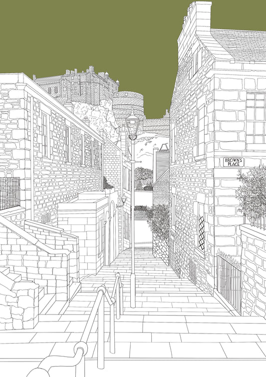Vennel Steps Edinburgh Art Print Colour Block