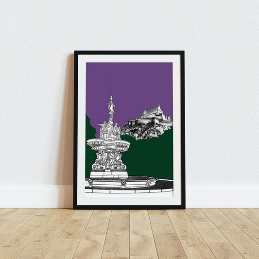 Ross Fountain and Edinburgh Castle Art Print
