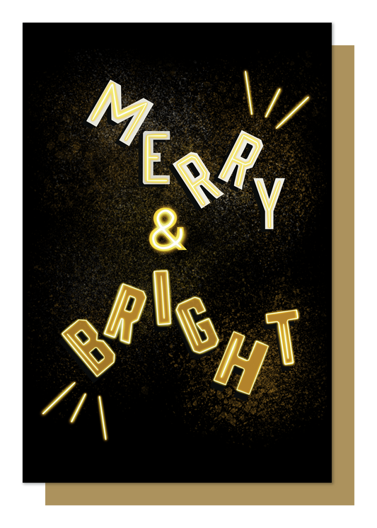 Merry And Bright Christmas Card (white back)