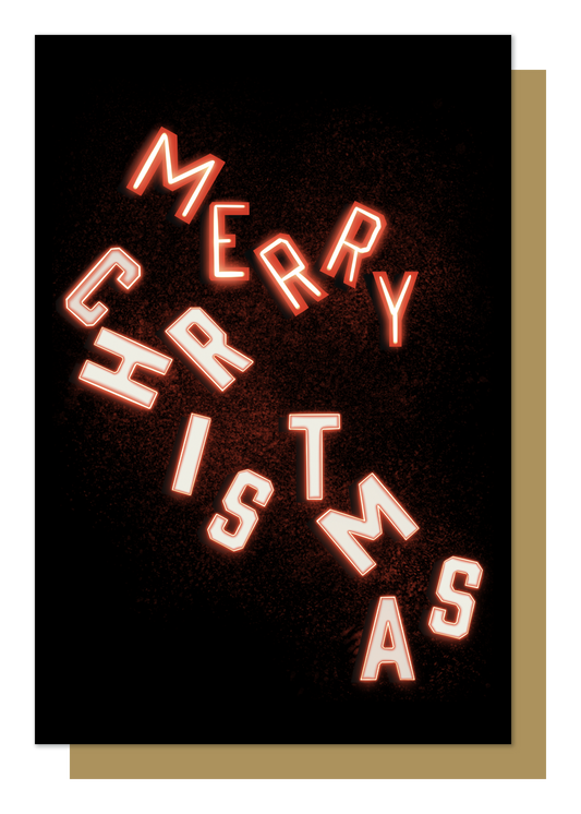 Merry Christmas Neon Christmas Card (white back)