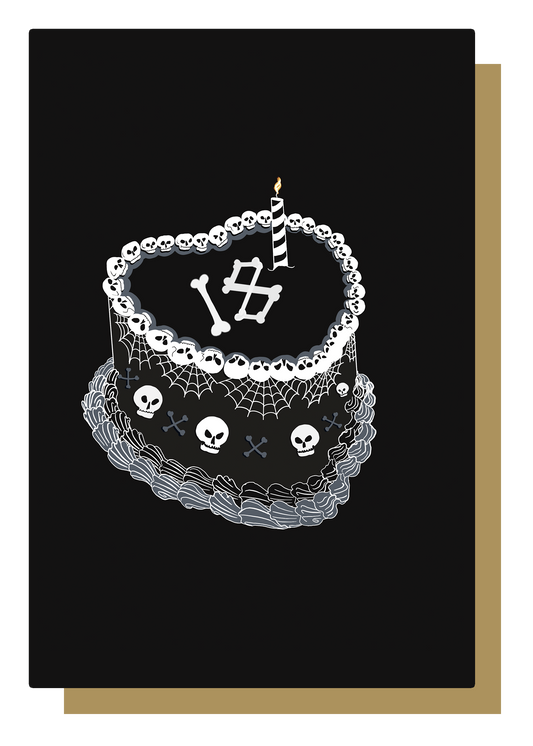 18th Gothic Birthday Cake Greetings Card