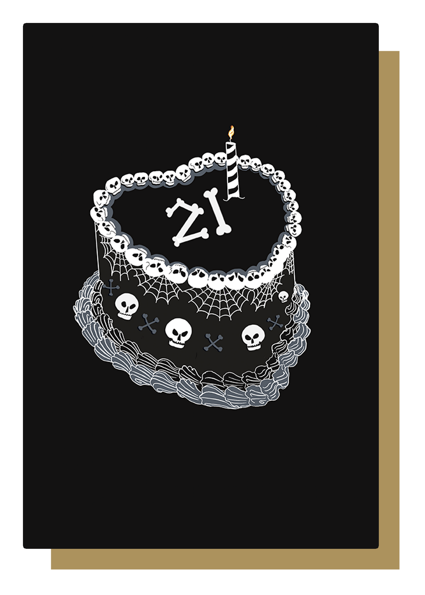 21st Gothic Birthday Cake Greetings Card