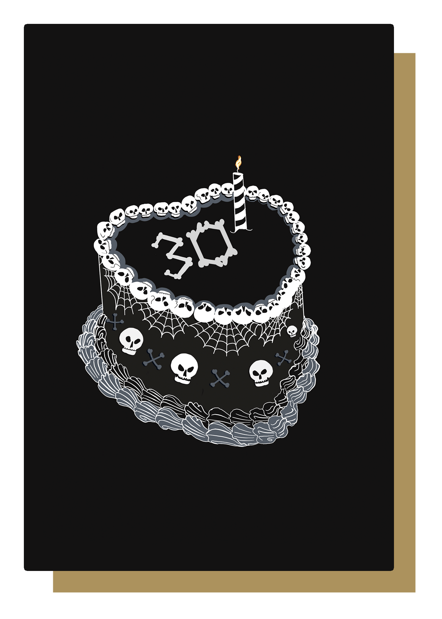 30th Gothic Birthday Cake Greetings Card