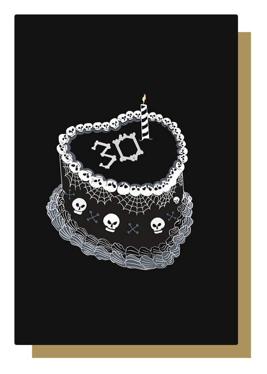 30th Gothic Birthday Cake Greetings Card