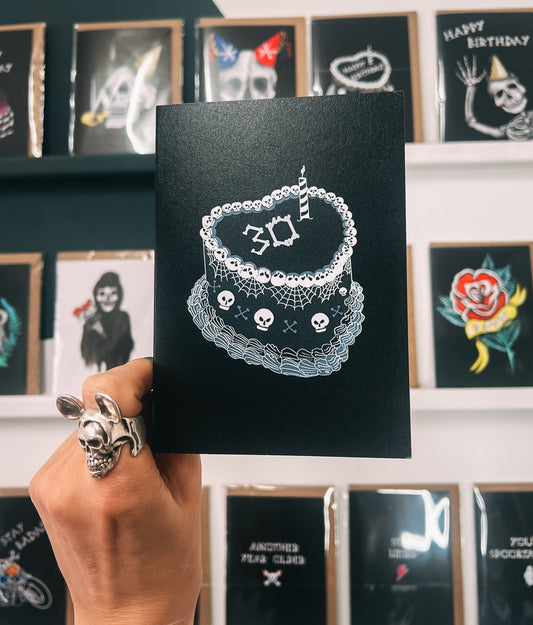 30th Gothic Birthday Cake Greetings Card