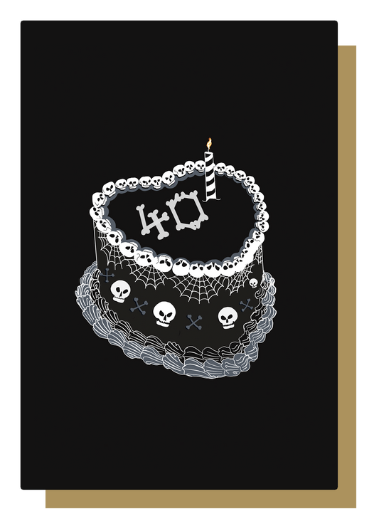 40th Gothic Birthday Cake Greetings Card