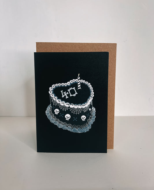 40th Gothic Birthday Cake Greetings Card