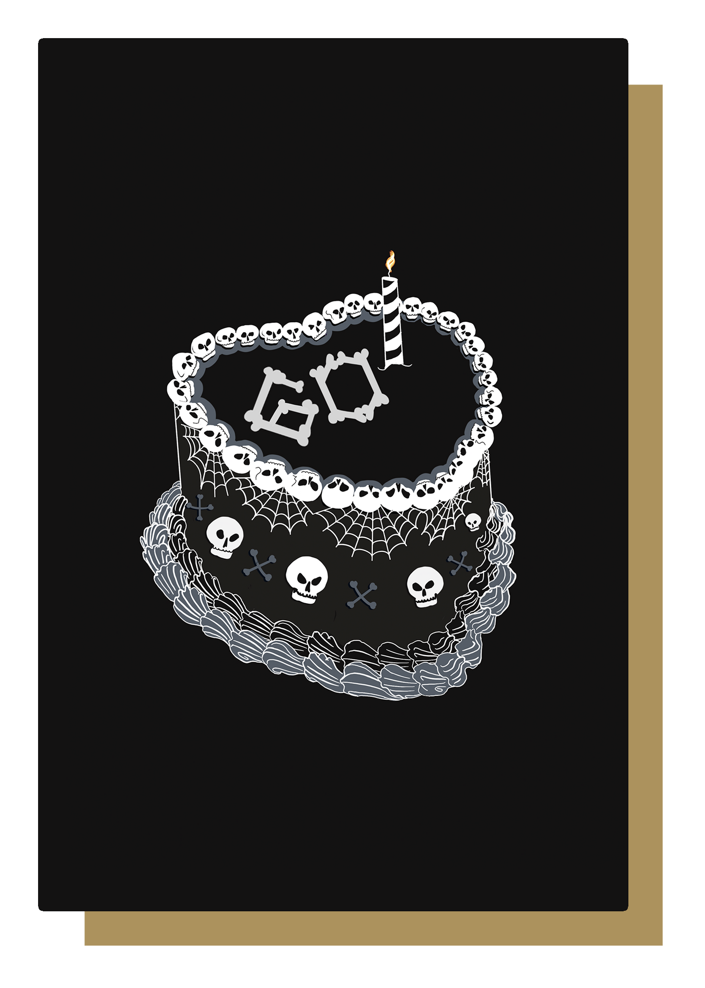 60th Gothic Birthday Cake Greetings Card