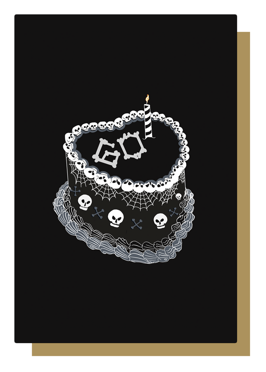60th Gothic Birthday Cake Greetings Card