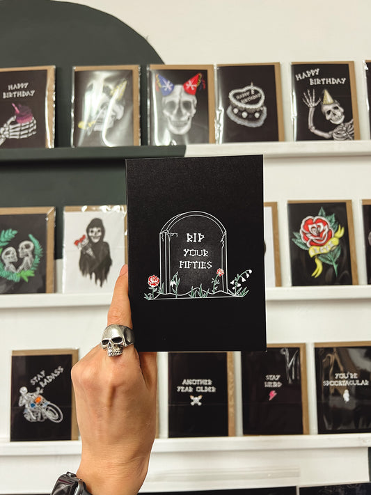 RIP Your Fifties Gravestone Gothic 60th Birthday Card