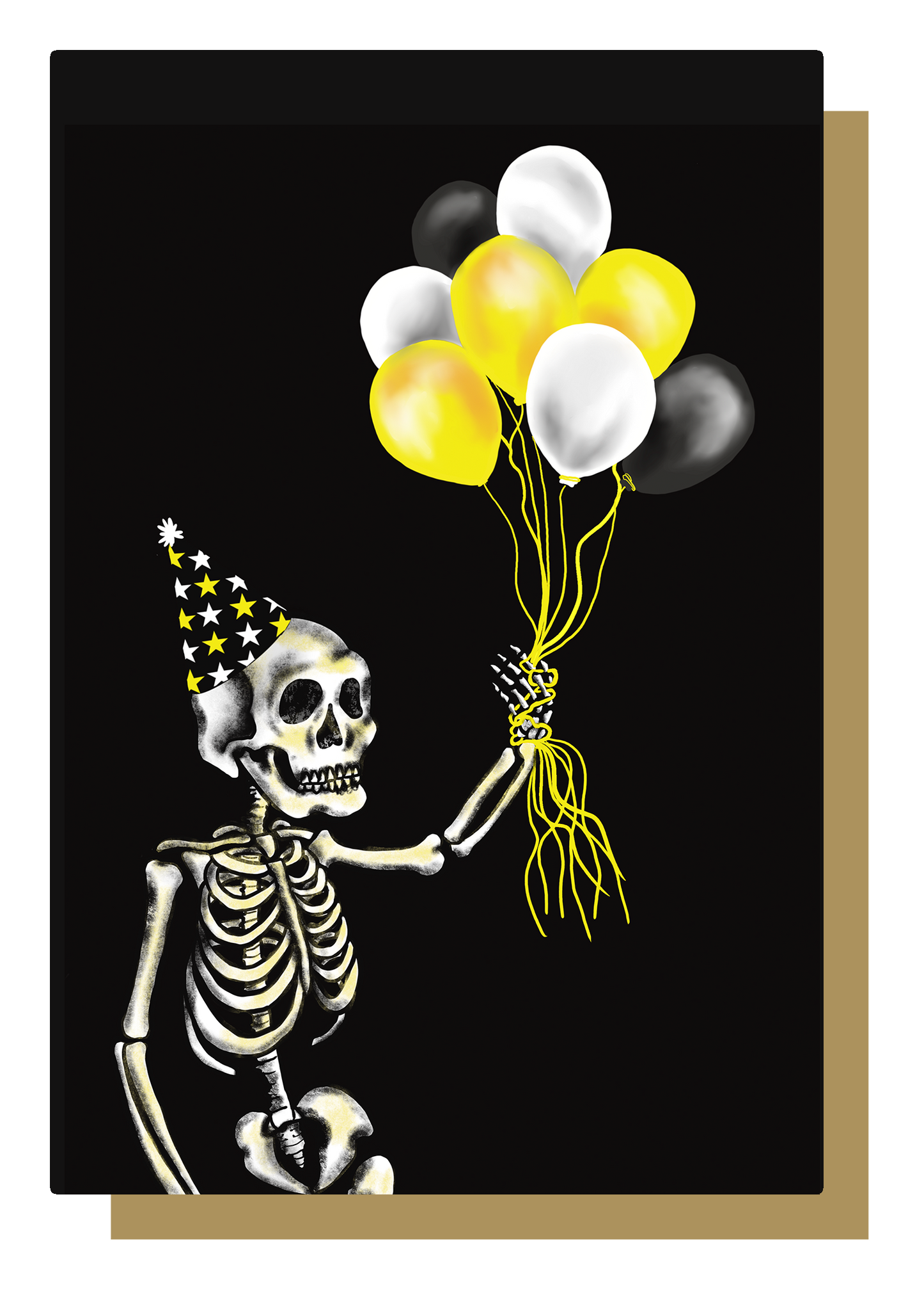 Balloon Skeleton Gothic Birthday Card