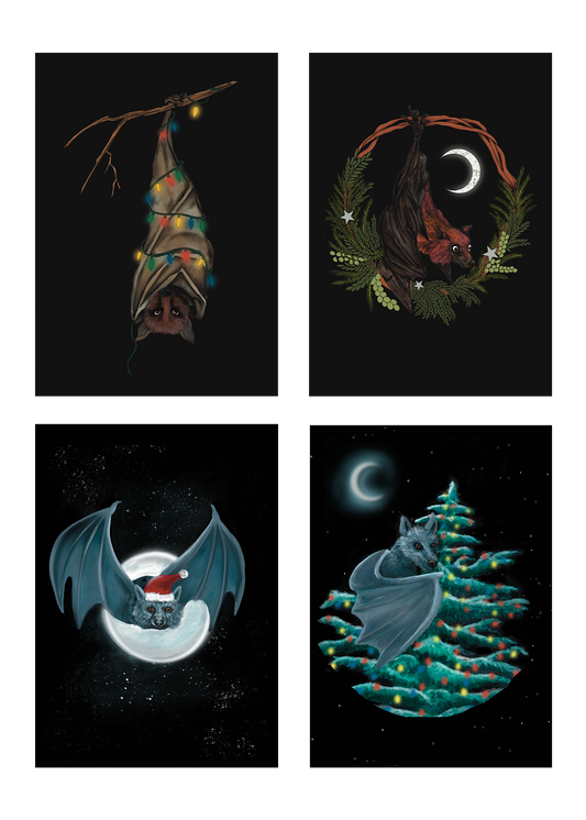 Set of 12 Bat Christmas Cards