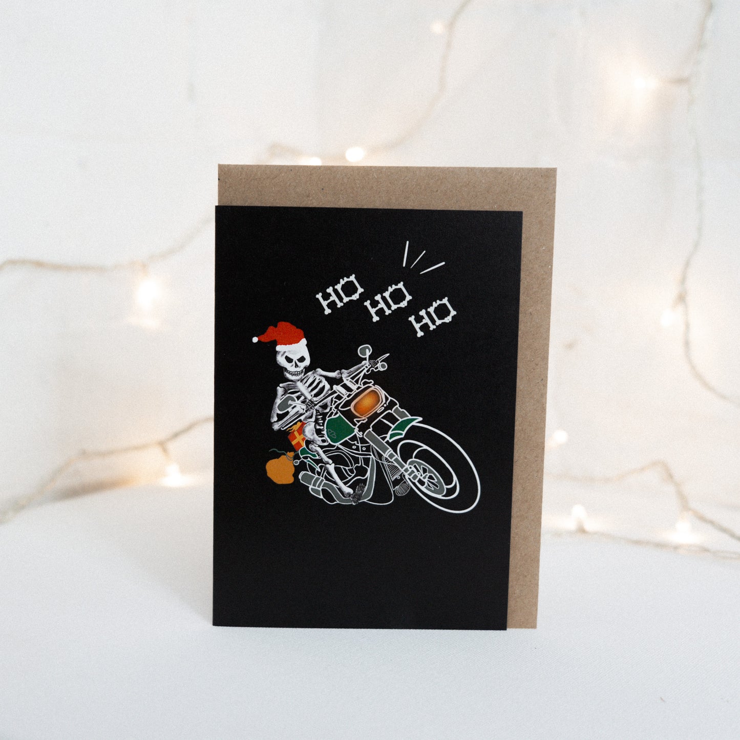 Biker Skeleton Santa Claus Gothic Christmas Card