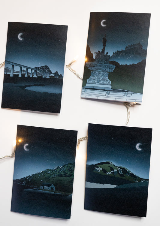 Set of 12 Scotland Starry Night Greetings Cards