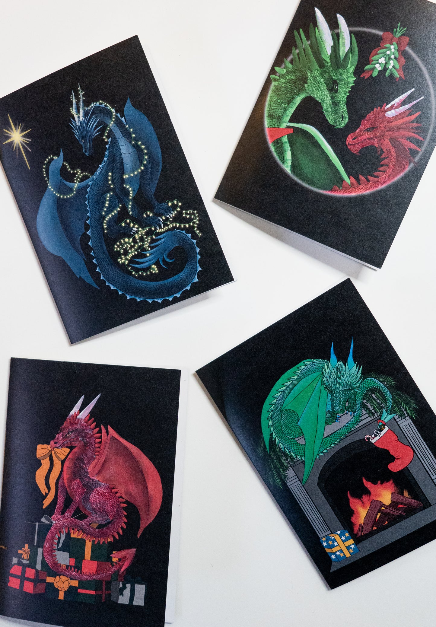 Dragons Under The Mistletoe Christmas Card