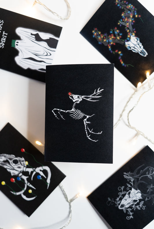 Rudolph Skeleton Gothic Christmas Card