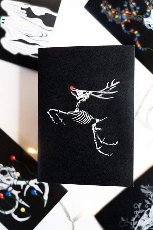 Rudolph Skeleton Gothic Christmas Card — Wayward