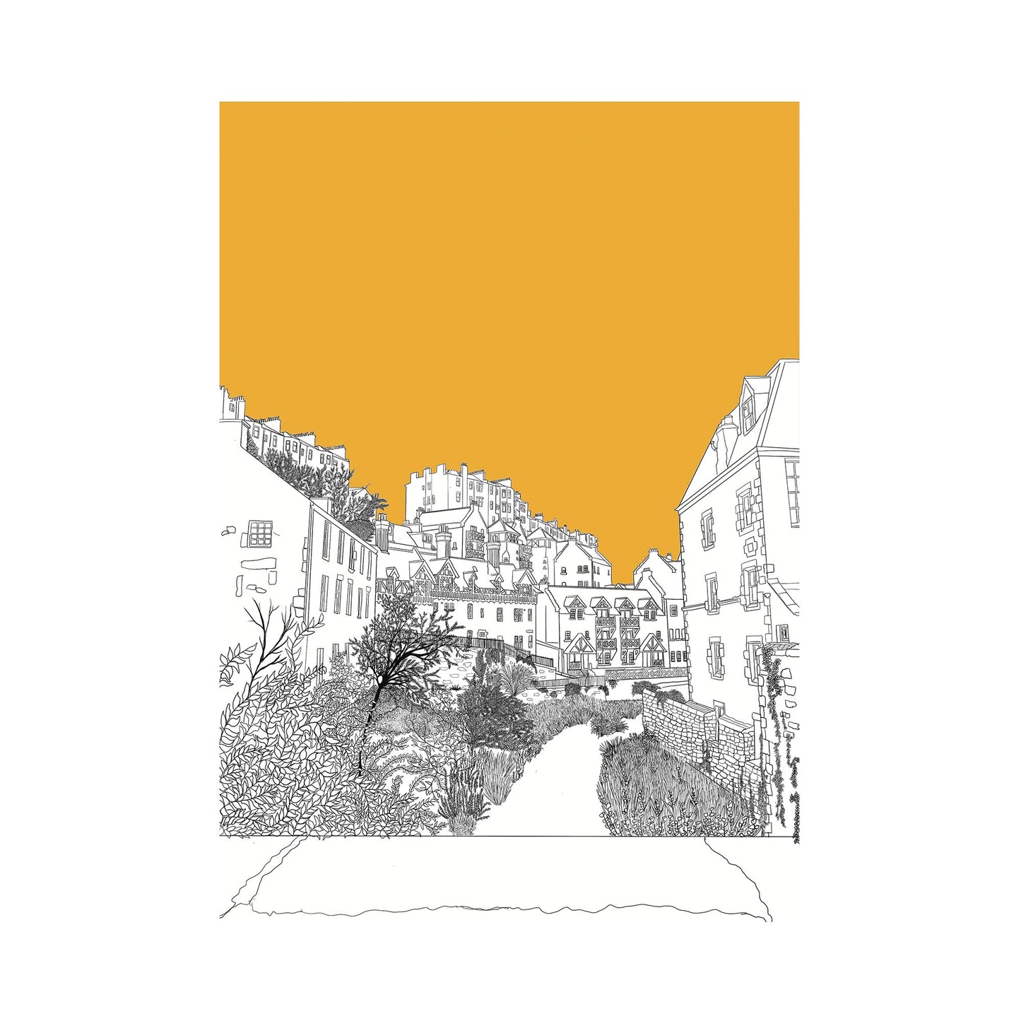Dean Village Edinburgh Yellow Art Print