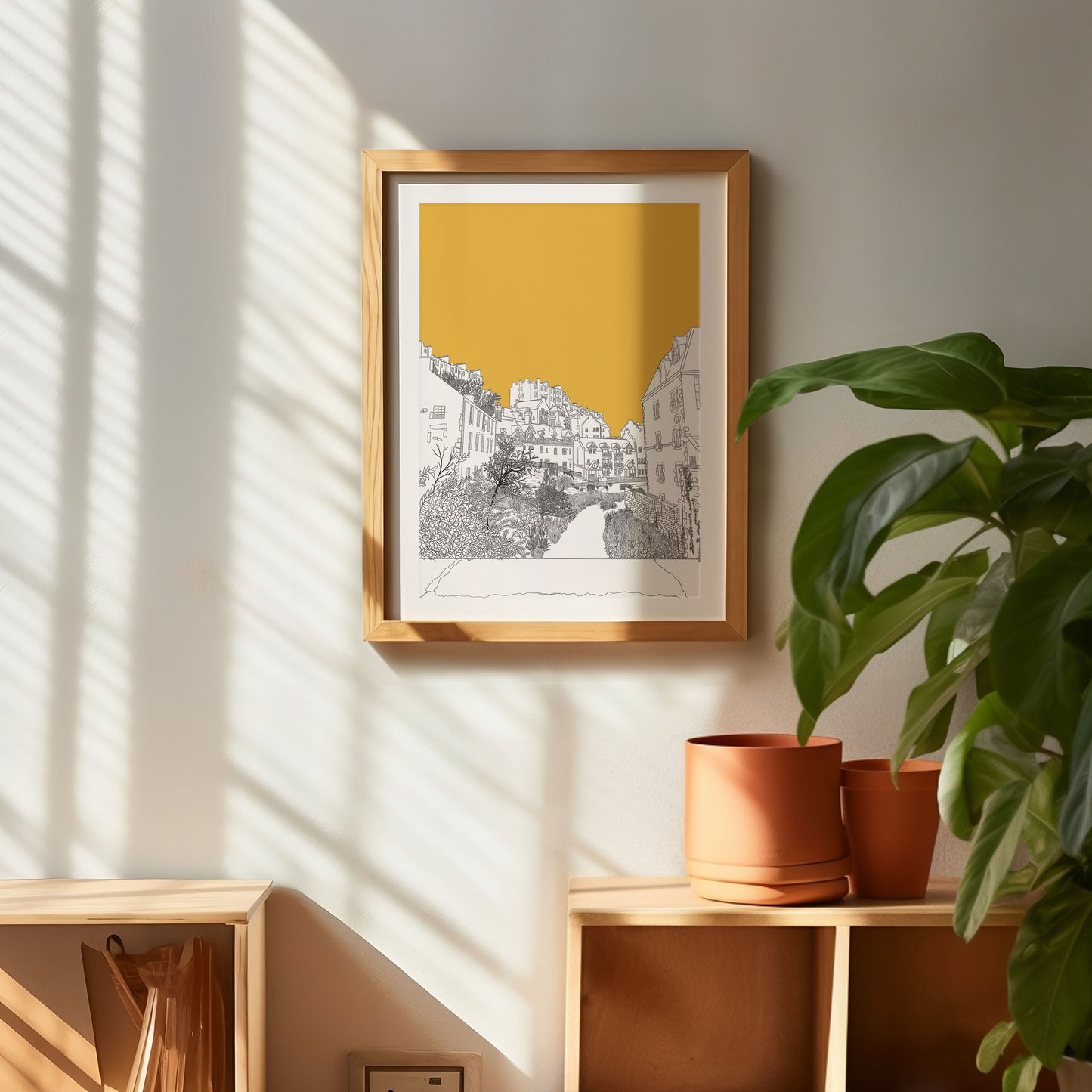 Dean Village Edinburgh Yellow Art Print
