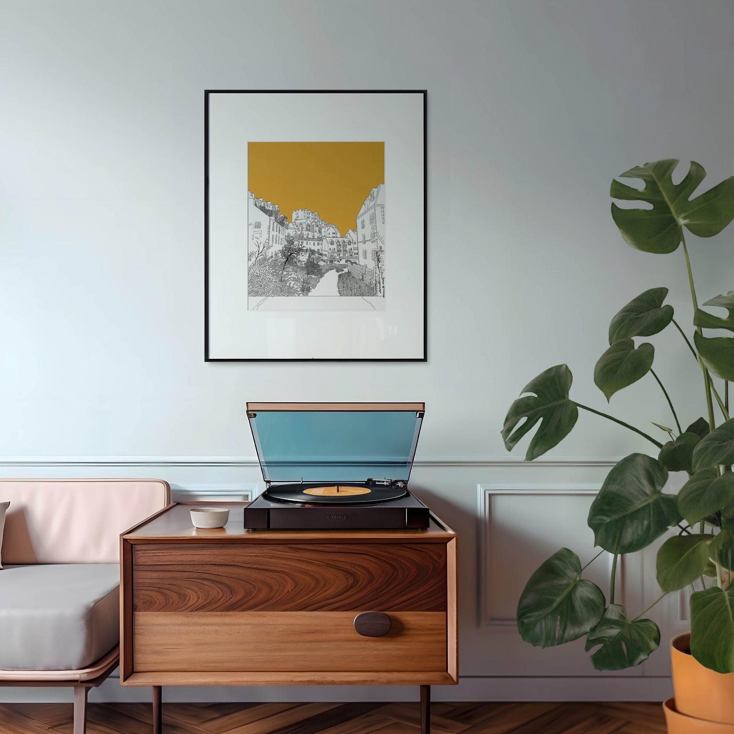 Dean Village Edinburgh Yellow Art Print