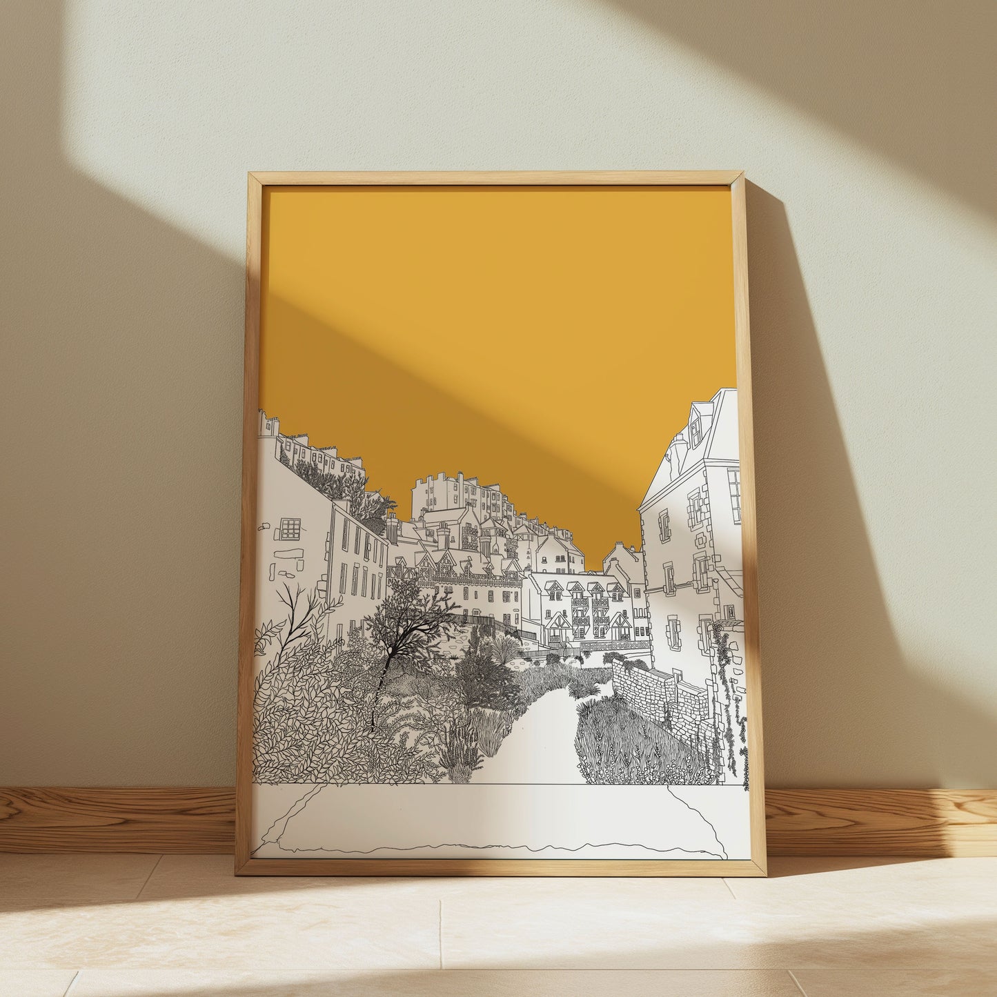 Dean Village Edinburgh Yellow Art Print