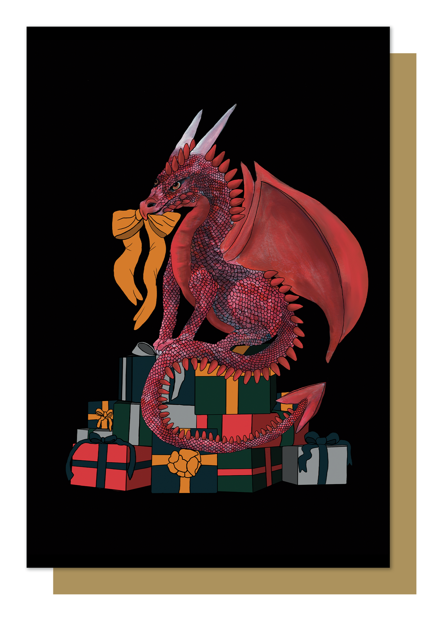 Dragon Christmas Present Card