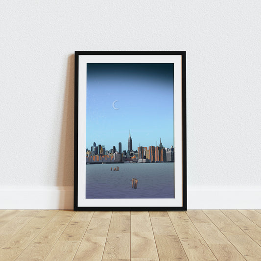 Empire State New York River View at Sunset Art Print