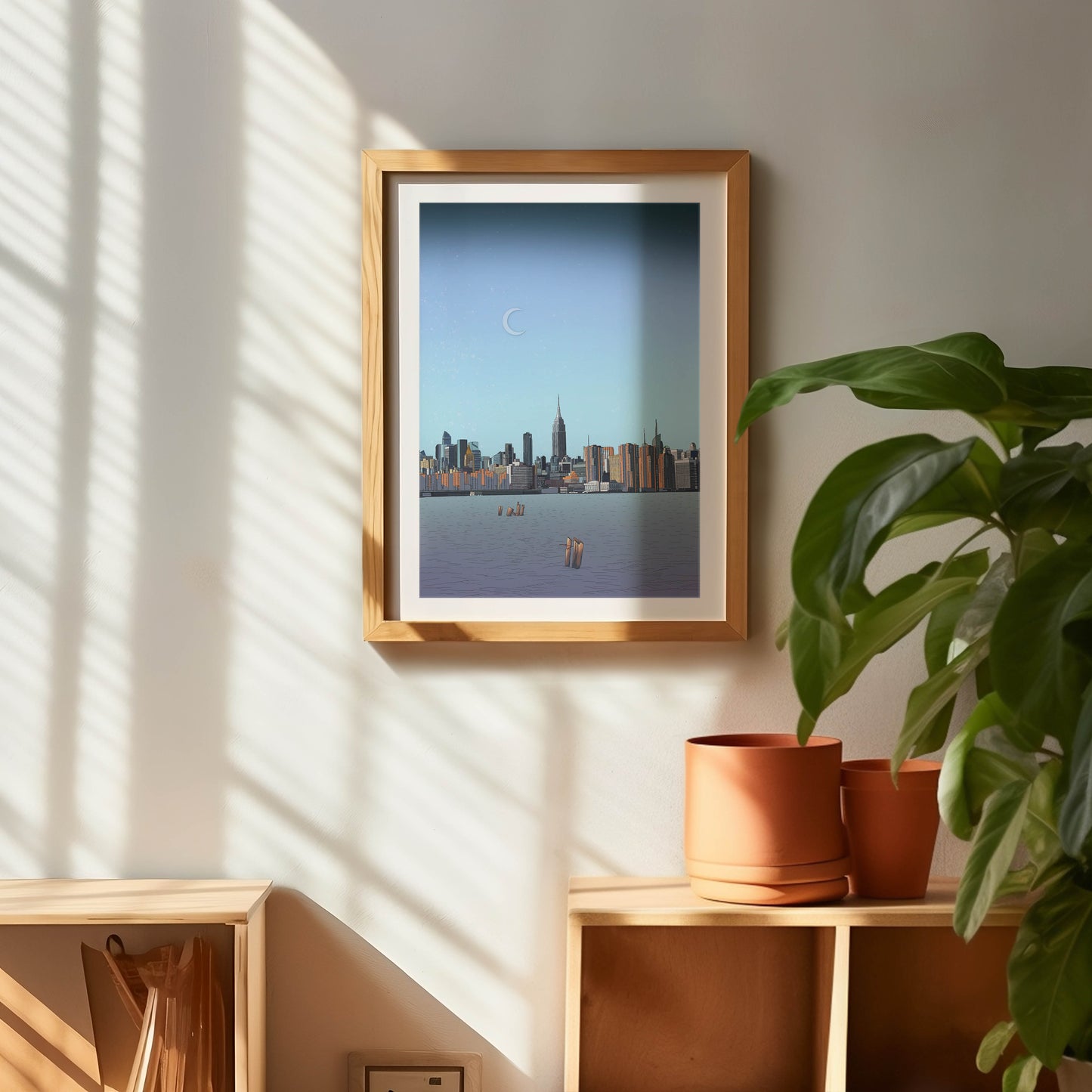 Empire State New York River View at Sunset Art Print
