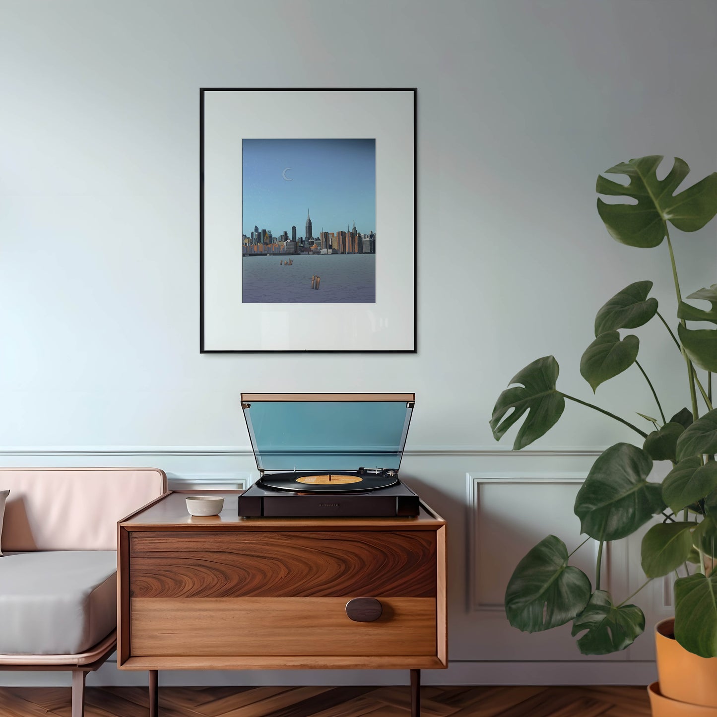 Empire State New York River View at Sunset Art Print