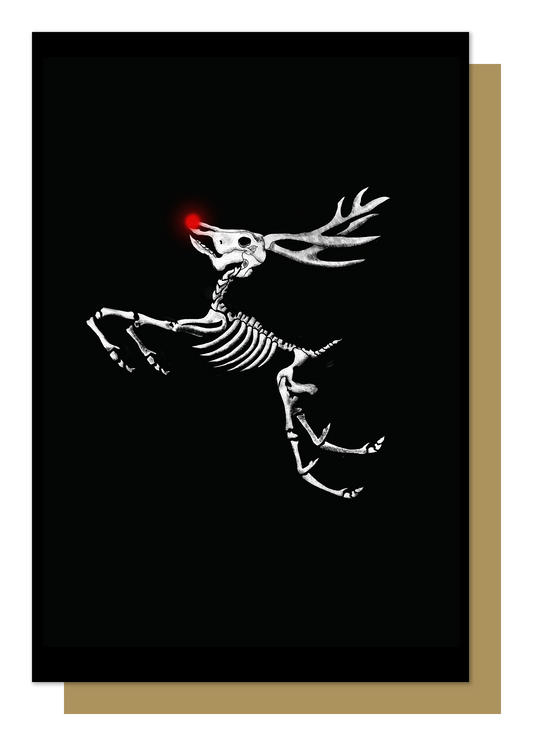 Rudolph Skeleton Gothic Christmas Card