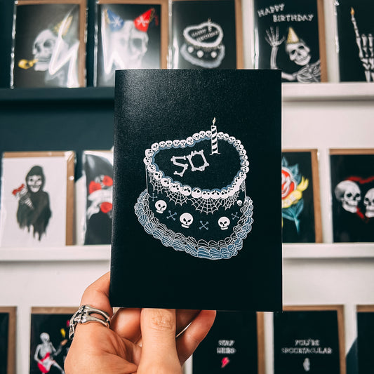 50th Gothic Birthday Cake Greetings Card